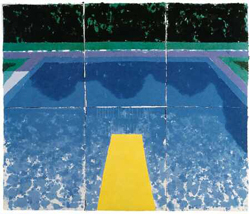 Day Pool with 3 Blues by David Hockney